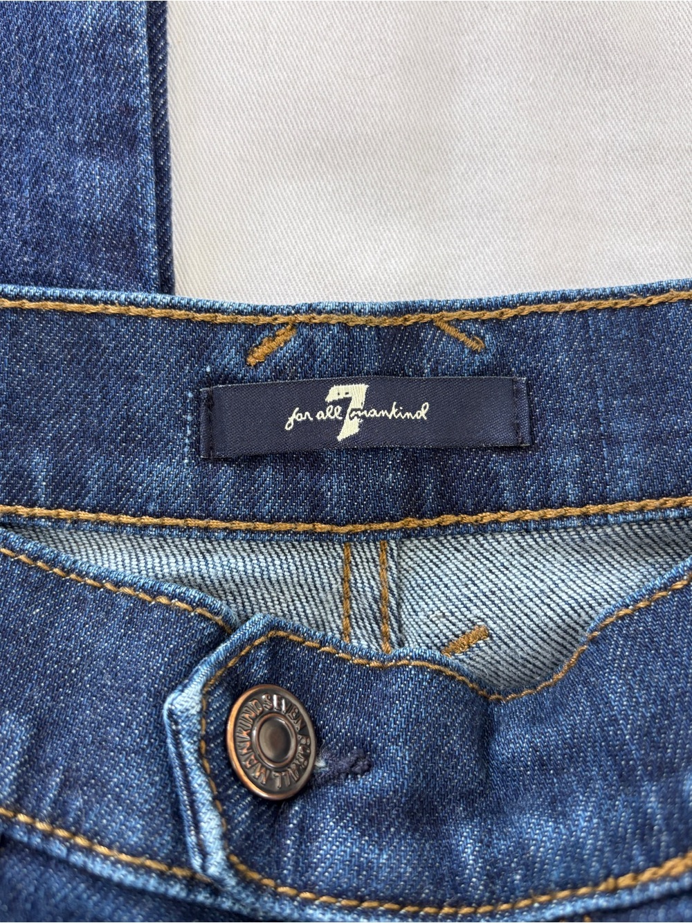 7 For All Mankind High Rise Wide Leg Denim Jeans Dark Wash Women's 27 (28x28) - Picture 6 of 14